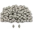 100 Antique Silver Tone Corrugated Beads Jewelry 3.5mm