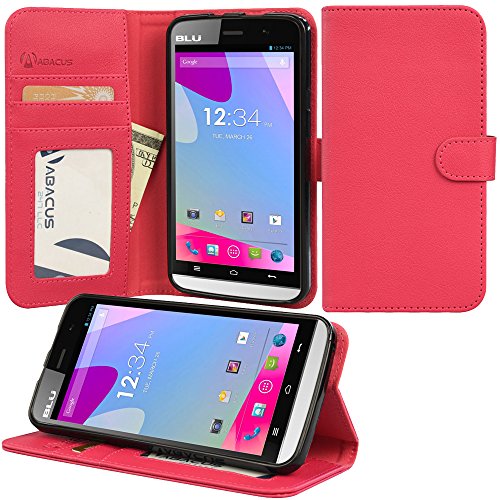 Abacus24-7 [Pocket Book] BLU Studio 5.5 S [D630u] Leather Wallet Case with Stand and ID Card holder, Pink