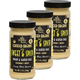 Sweet & Spicy Organic Creamy White Mustard - "3 Pack" - 100% Honey - No Sugar - (7 Oz Jars) - NEW YEAR SALE!