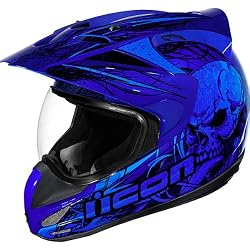 Icon Etched Men's Variant Street Motorcycle Helmet - Blue
