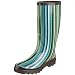 1.4.3. Girl Women's Raisin Rubber Rainboot,Green/Brown Stripe,10 M US