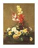 Gladioli and Roses Decorative Art Poster Print by Henri Fantin-Latour, 24x28