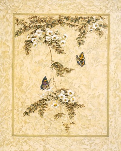 Asian Butterfly Flowers Japanese Wall Decor Contemporary Picture Art Print