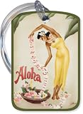 Lei Maker c.1930s by Gill - Vintage Hawaiian Art Luggage Tag