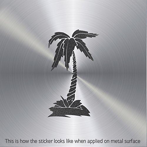Stickers Decal Coconut Tree Weatherproof Motorbikes Activity Permane Black_Metallic (5 X 2.92 In)