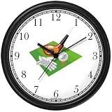 Golf Icon Montage - Club, Golf Ball on Tee, Glove - Golf Theme Wall Clock by WatchBuddy Timepieces (Hunter Green Frame)