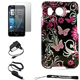 Black Glossy with Magenta Butterflies and Garden Design Cover / 2 Piece Sna ....