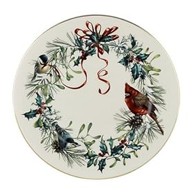 Lenox Winter Greetings Gold Banded Ivory China Dinner Plate by Lenox China