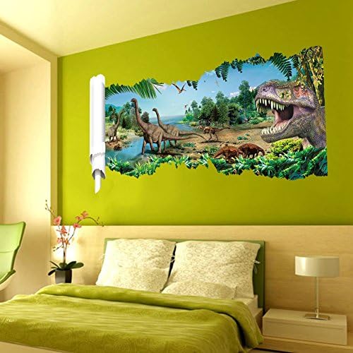Rousmery Creative 3d Jurassic Dinosaur Baby Nursery Boys Room Kids Bedroom Kitchen Living Room Sofa Background Wall Stickers Decals
