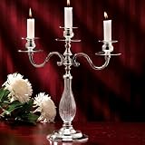3 LIGHT SILVER-PLATED CANDELABRA WITH CRYSTAL STEM