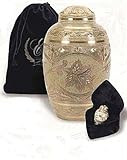 The UrnConcern® Severn Cremation Urn. A Hand Engraved Cremation Urn Manufactured From Solid Brass With Cream Wash Finish. 3