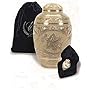 The Severn Cremation Urn. A Hand Engraved Cremation Urn Manufactured From Solid Brass With Cream Wash Finish. 3" Keepsake size.