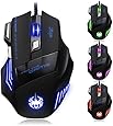 [ T80 New Version] DLAND ZELOTES Professional LED Optical 7200 DPI 7 Button USB Wired Gaming Mouse Mice for gamer Adjustable DPI Switch Function 7200DPI/3200DPI/2400 DPI /1600 DPI /1000 DPI For Pro Game Notebook PC Laptop Computer