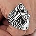 INBLUE Men's Stainless Steel Ring Silver Tone Black Angel Goddess Size14