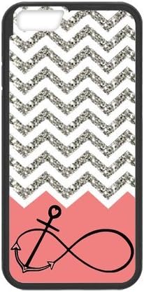 Gray Chevron Splicing Pink Background Anchor Infinite Black Stylish Cover Case For Iphone 6 Plus (5.5inch) with high-quality Silicon Rubber