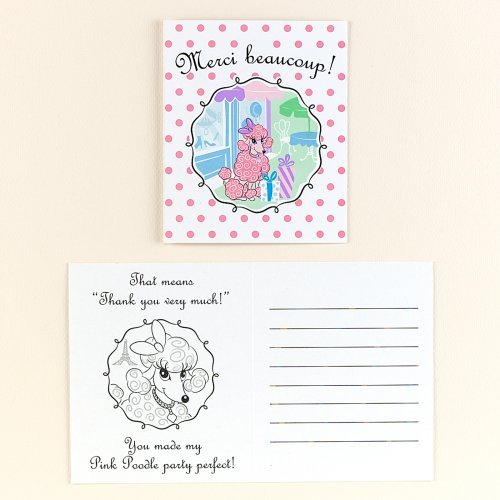 Pink Poodle in Paris Thank-You Notes (8) Party Supplies