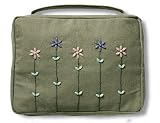 Beaded Flowers Canvas Book & Bible Cover (Olive Green)