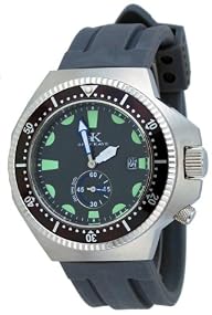 Adee Kaye #AK7235-MRB Men's Deep Buceo Stealth Collection Stainless Steel Silicone Rubber Band 300M Dive Watch
