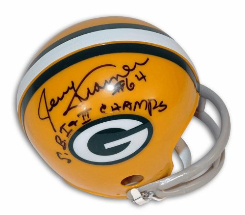 Autographed Jerry Kramer Green Bay Packers Mini Helmet Inscribed SB I And II Champs