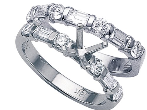 1.30 cts Baguette Diamonds Wedding Set - Platinum, 18kt White or Yellow Gold