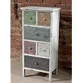 Trendige Kommode, Holz, weiss-grau, 6 Schubladen, Schrank, Front bunt