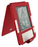 Red Full Genuine Leather Flip Case for Amazon Kinde 2 (Old Version) E-Reader Reading Device (Kindle NOT Included)