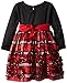 Bonnie Jean Little Girls' Dress Stretch Velvet To Plaid Bonaz Skirt