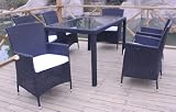 Ambientehome 63458AM 7-teilige Sitzgruppe, Essgruppe Ledo Gartenmöbel Polyrattanmöbel, schwarz
