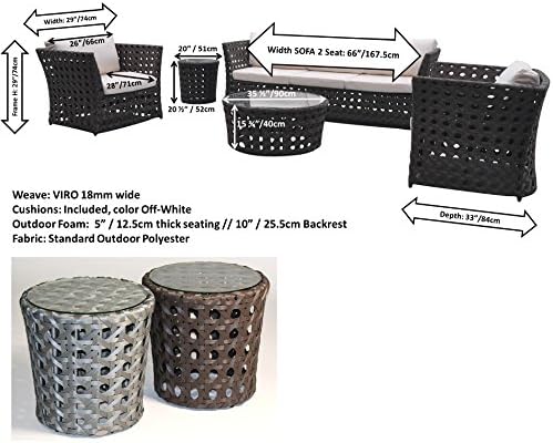 The OPEN wide wicker weave 5-piece all weather deep seating and lounge Set (Gray, 2-Seat Sofa 66")