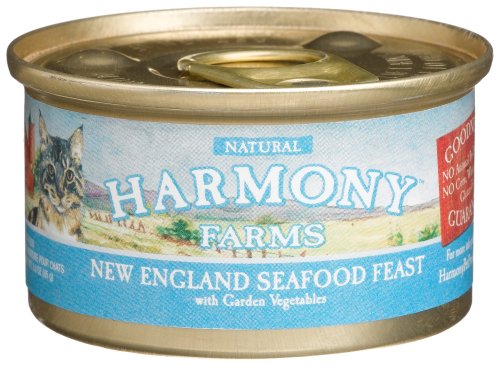 More image HARMONY FARMS New England Seafood Feast with Garden Vegetables for Cats, 3-Ounce Cans (Pack of 24)