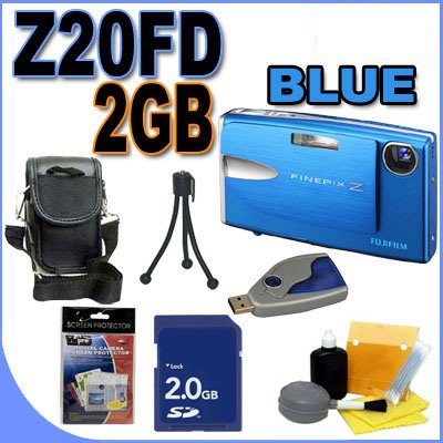 Fuji Finepix Z20FD Ice Blue 10.0MP 3x Optical Zoom Digital Camera (15823263) 2GB SD Memory Card Plus MORE BigVALUEInc Saver Accessory Bundle