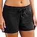 Charmleaks Women's Summer Swimwear Shorts Black Swim Board Shorts Bottom, Large, Black