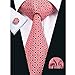 Hi-Tie Mens Stylish Polka Dots Silk Tie Hanky Cufflinks set