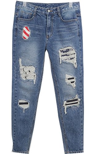 (イイネショップ) eeNeshop ビンテージ ダメージ ストレート デニム