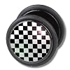 Fake Ohr-Piercing Schmuck Ohr-Plug Ohrstecker Schwarz & Weiss