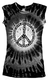 511D0Fg5kdL. SL160  Sublimation PEACE BLACK Tie Dye Fitted Juniors Girly Retro Groovy Vintage Tee Shirt T Shirt