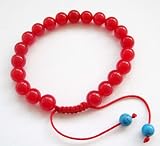 8mm Red Jade Beads Tibetan Buddhist Wrist Mala Bracelet for Meditation