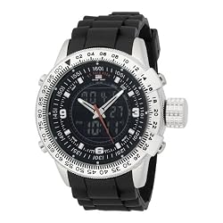 U.S. Polo Assn. Men's US9047 Analog-Digital Black Dial Black Rubber Strap Watch
