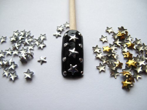 Nail Art 250 Pieces Gold & Silver 5mm Star Metal Studs for Nails, Cellphones Body Care / Beauty Care / Bodycare / BeautyCare