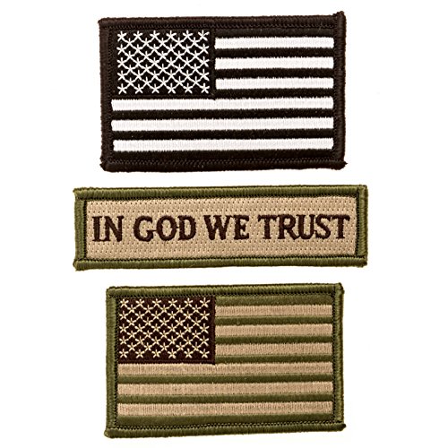 Tactical US American Flag Embroidered velco Patch + Morale Patch In God We Trust