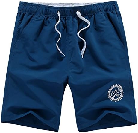 Nachuan Mens Candy colors Elastic Waist Jogger Beachwear Shorts XXL Denim Blue
