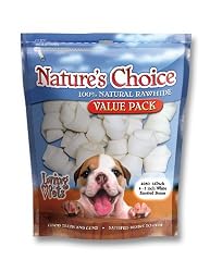 Loving Pets Nature's Choice 100-Percent Natural Rawhide White Knotted Bones Dog Treat, 4-5 Inches, 15/Pack