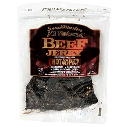 SnackMasters Beef Jerky, Hot & Spicy, 4-Ounce Packages (Pack of 8)