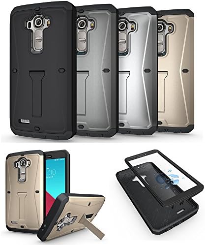 LG G4 Case,LICHEN Heavy Duty 3in1 Combo Fullbody Protective Impact Resistant Bumpers Triple-Layer Protection Compact Hybrid Slip Robot Silicone Hard Armor Case with Kick-Stand For LG G4 Gold