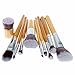 Unimeix 10 pcs Makeup Brush Set Powder Foundation blusher Cosmetic Bamboo Handle with a brush bag