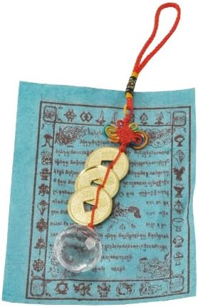 Red String Endless Knot Chinese Feng Shui Coins with Crystal Prism, For Wealth, Love and Health, #14