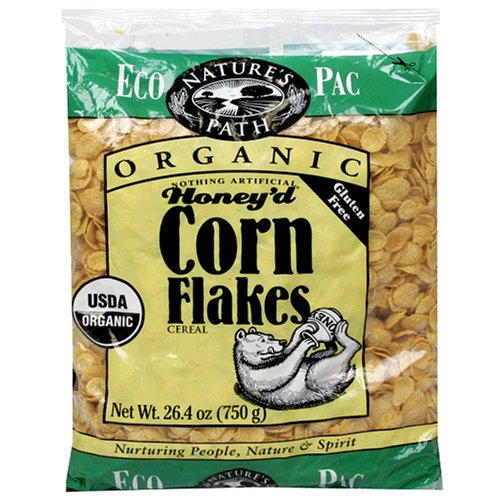 Nature's Path Organic Honey'd Corn Flakes Cereal, 26.4-Ounce Eco-Pac Bags (Pack of 6)