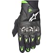 Alpinestars SMX-2 Air Carbon Men's Leather Street Racing Motorcycle Gloves w/ Free B&F Heart Sticker Bundle - Black/Green