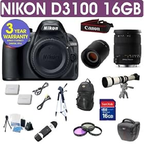 Nikon D3100 + Sigma 18-200mm OS Lens + 650-1300mm Lens