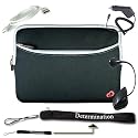 Kroo Glove 10947 Zipper Sleeve Carrying Case For Kindle DX (Black) + USB Data Cable + Black Car Charger + Black E-Reader Light + Determination Strap (Combo)